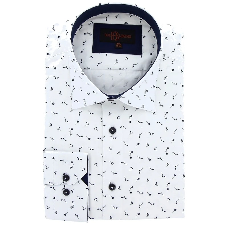 Chemise homme grande taille à motifs Imprimé Bleu Marine MATTIA Doublissimo