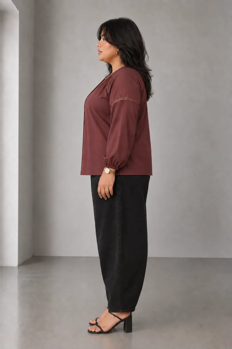 Marcelle|Viscose Lace Insert Button Down Shirt
