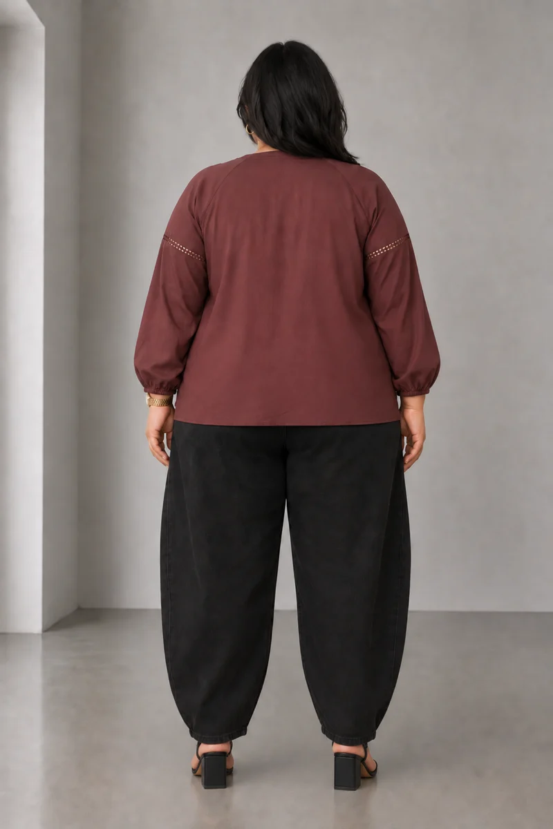 Marcelle|Viscose Lace Insert Button Down Shirt