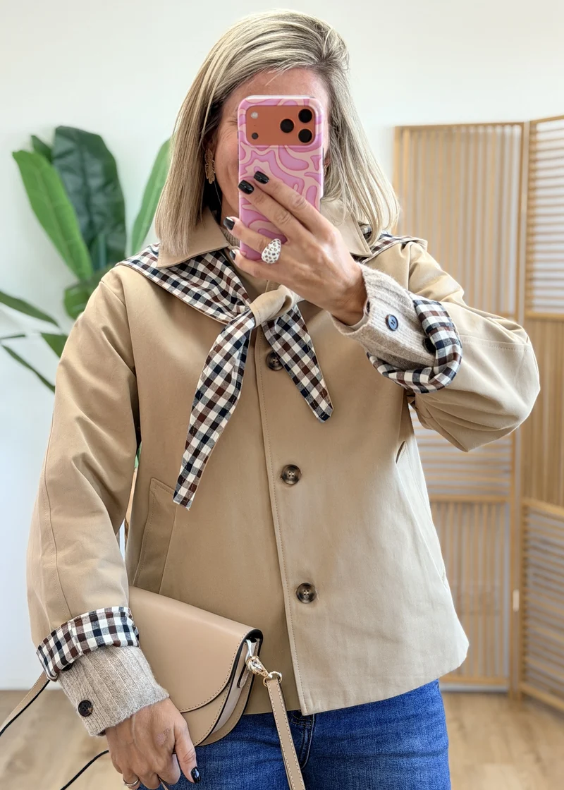 Veste intérieure à carreaux avec capuche amovible