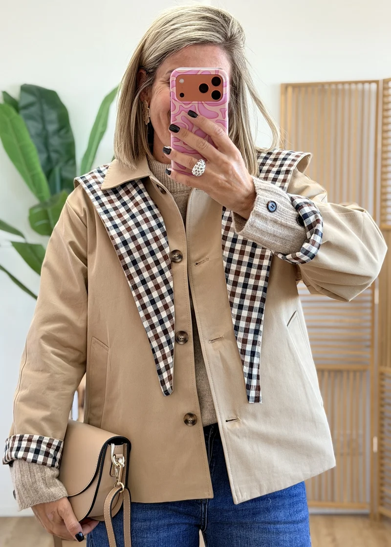 Veste intérieure à carreaux avec capuche amovible
