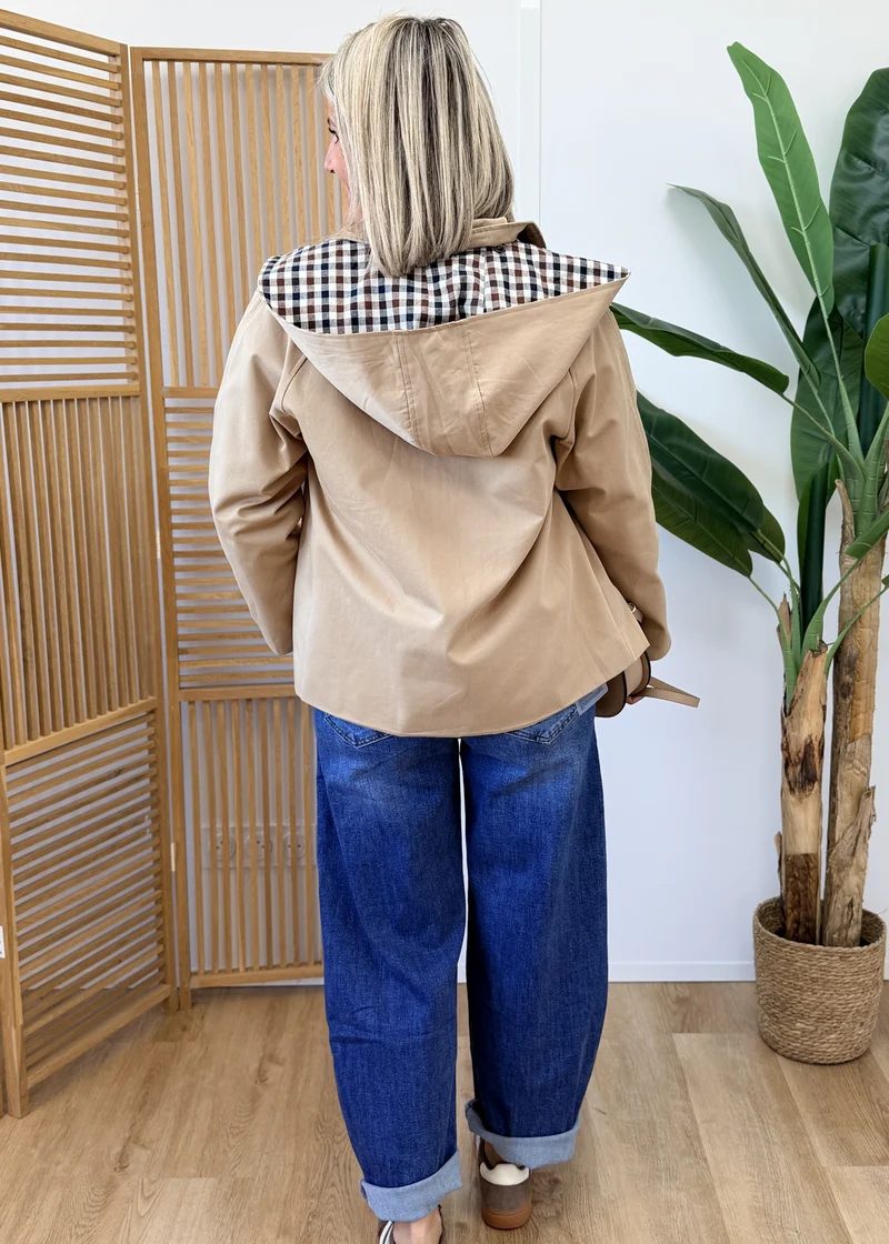 Veste intérieure à carreaux avec capuche amovible