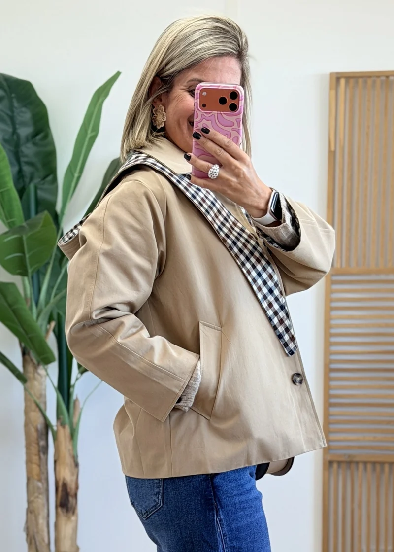 Veste intérieure à carreaux avec capuche amovible