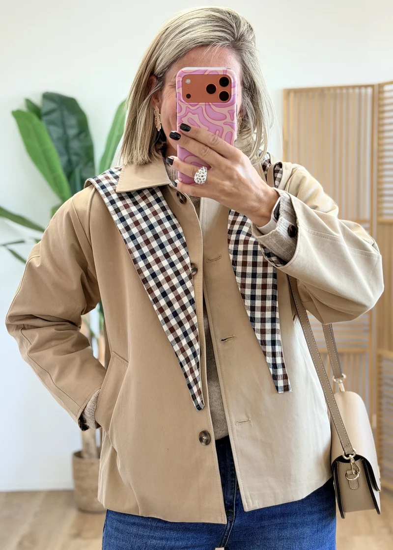 Veste intérieure à carreaux avec capuche amovible
