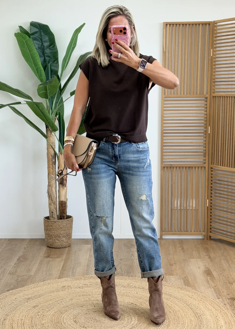 Pull Col Roulé Sans Manches