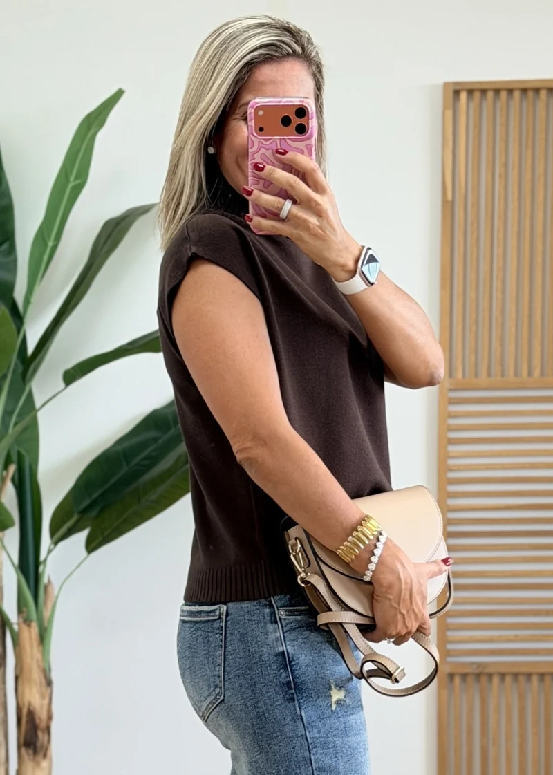 Pull Col Roulé Sans Manches