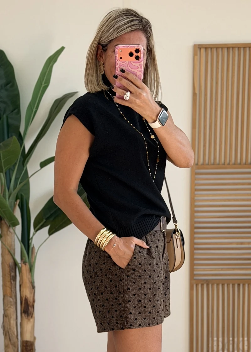 Pull Col Roulé Sans Manches