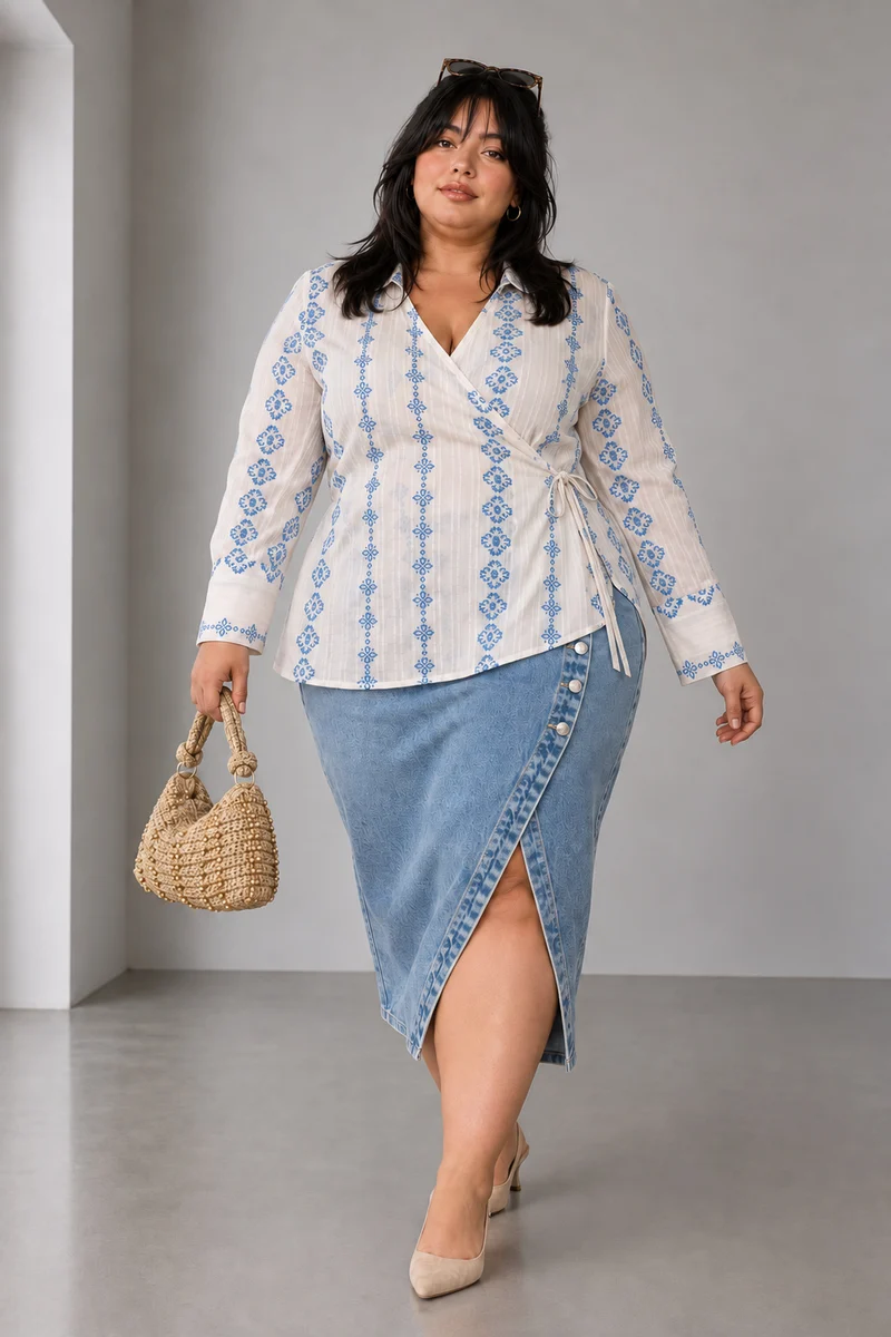 Coris|Cotton Collared Tie Front Shrit