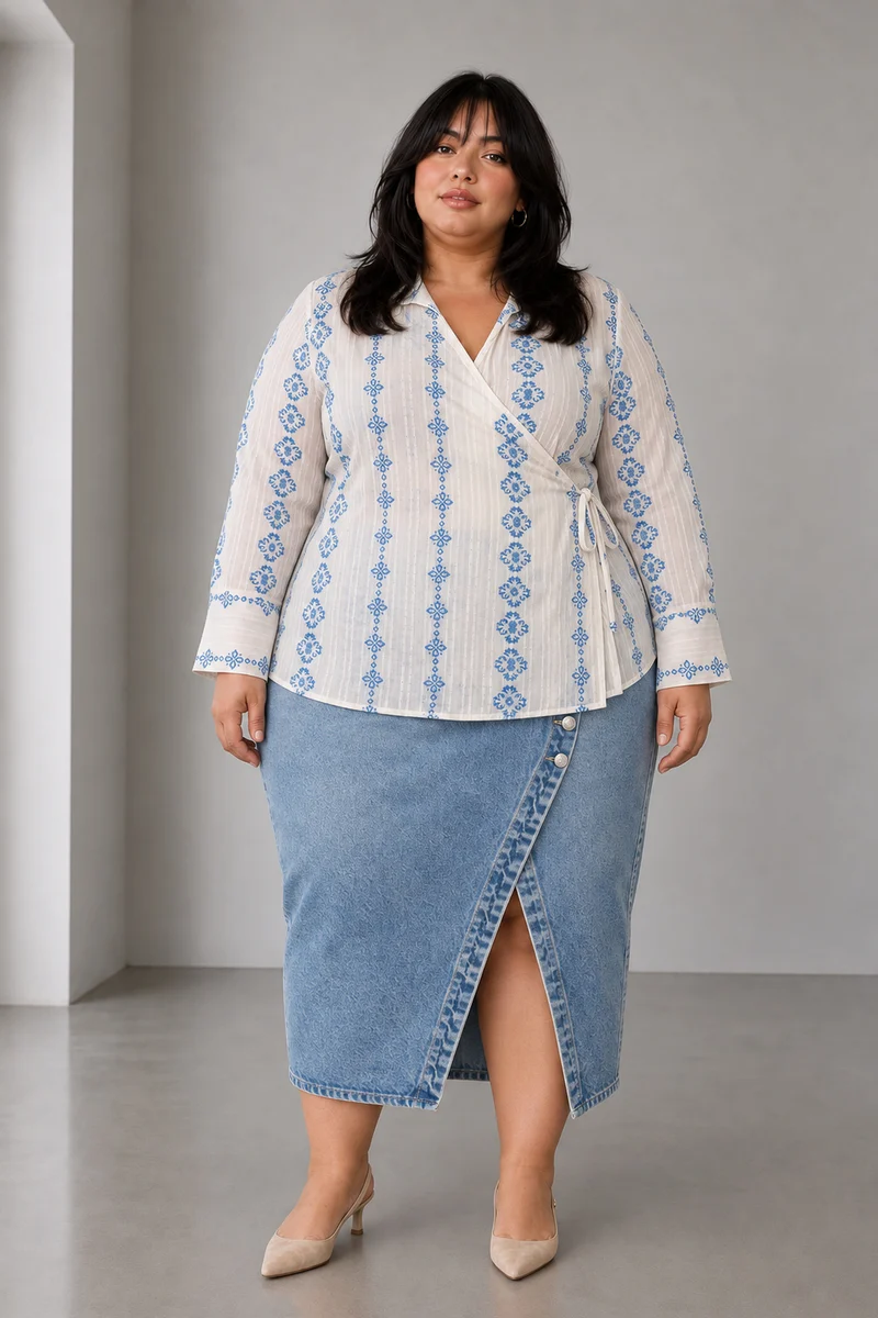 Coris|Cotton Collared Tie Front Shrit