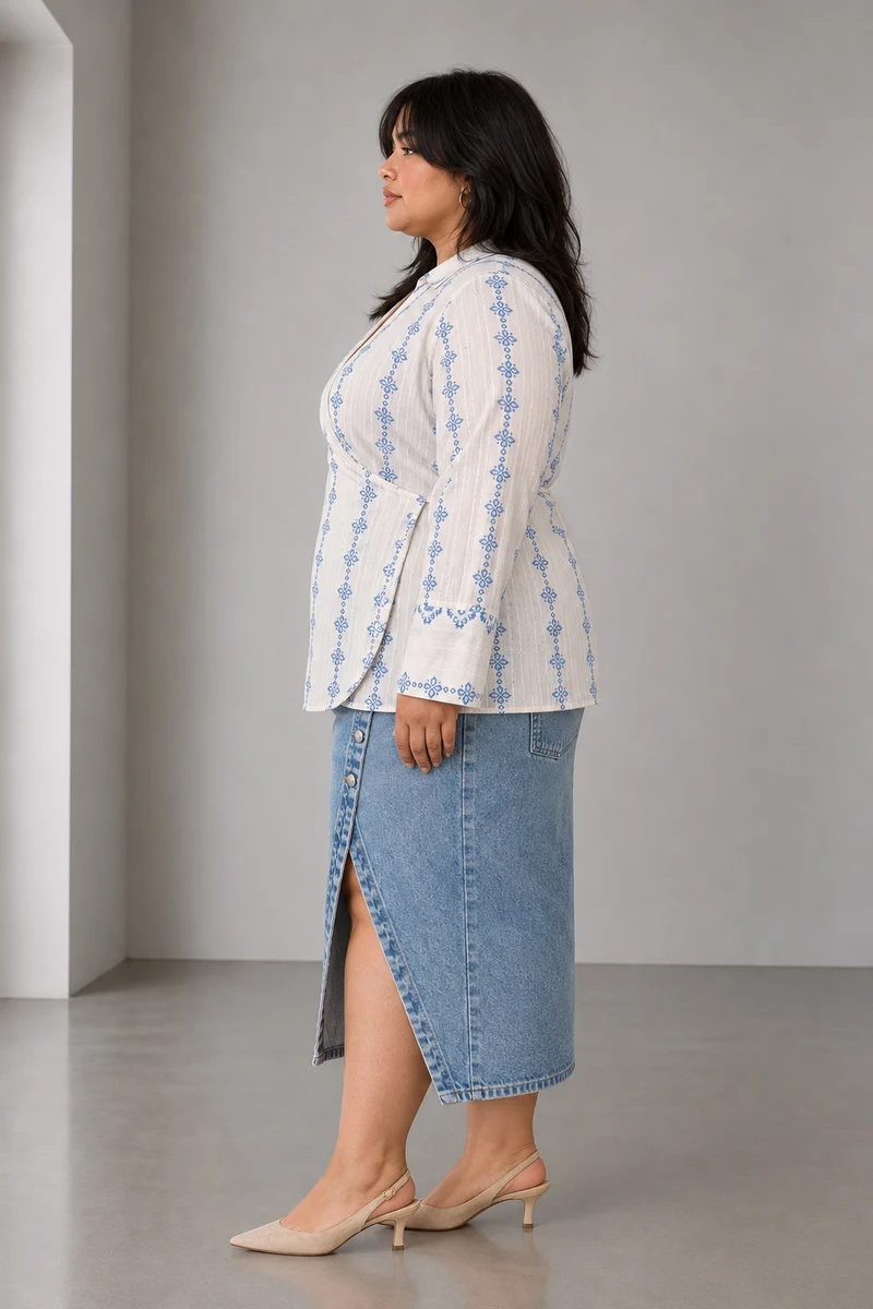 Coris|Cotton Collared Tie Front Shrit