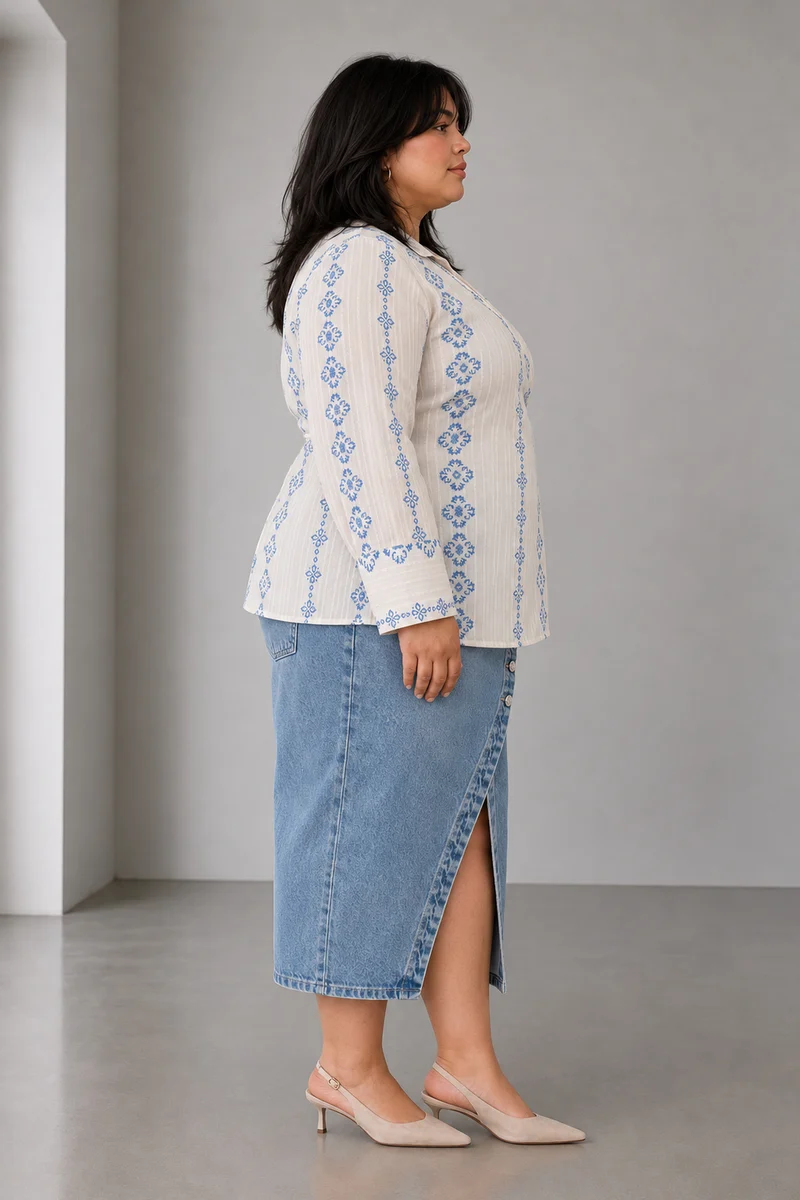Coris|Cotton Collared Tie Front Shrit