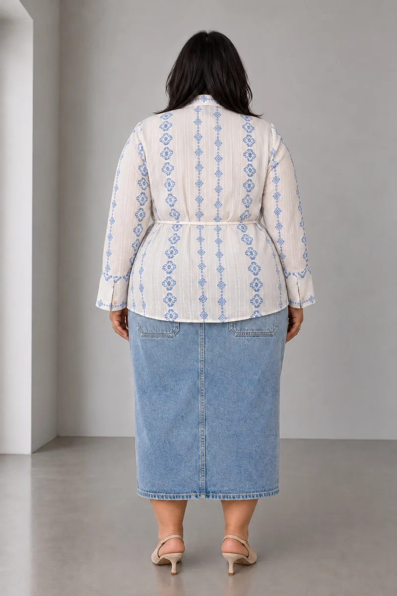 Coris|Cotton Collared Tie Front Shrit
