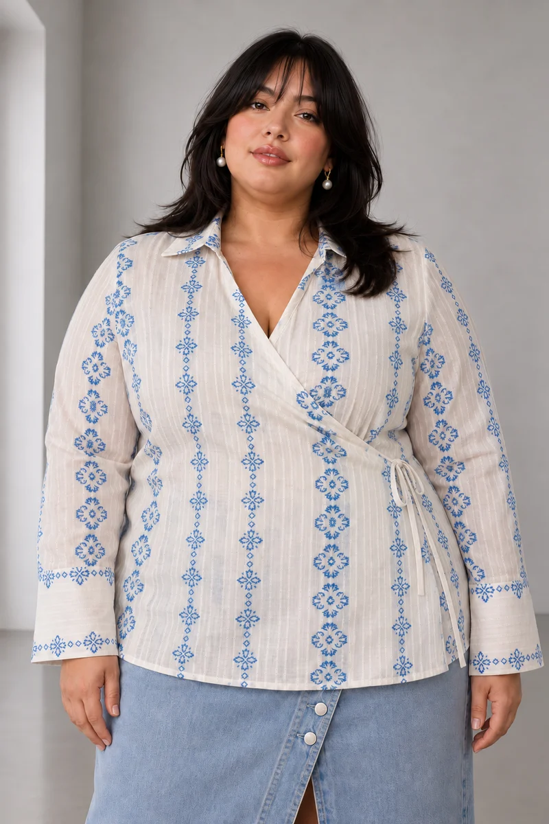Coris|Cotton Collared Tie Front Shrit
