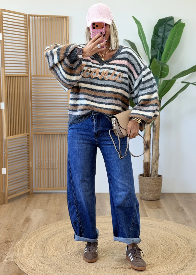 Pull Maille Col V Très Doux - Brodé Iconic
