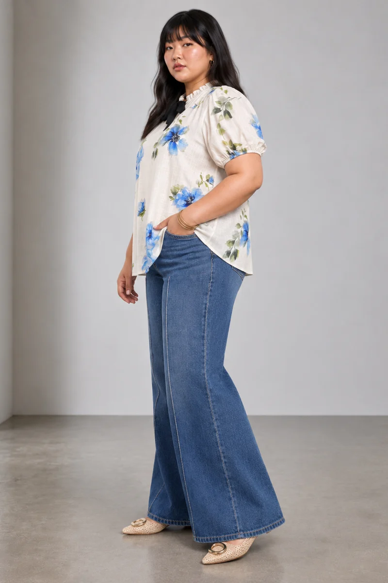 Lumia|Viscose Printed Tieup Neck Top