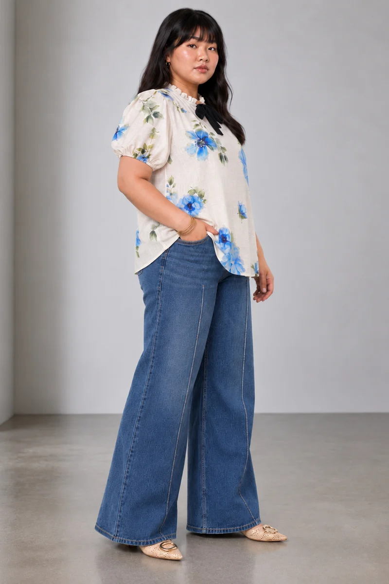 Lumia|Viscose Printed Tieup Neck Top