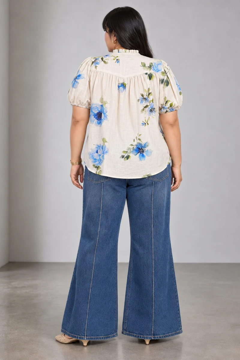 Lumia|Viscose Printed Tieup Neck Top