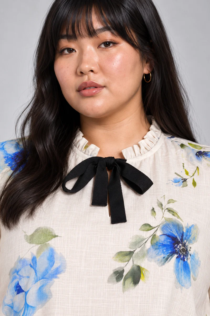 Lumia|Viscose Printed Tieup Neck Top
