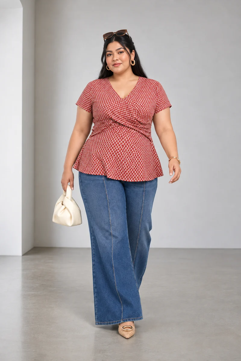 Lumie|Viscose Peplum Wrap Top