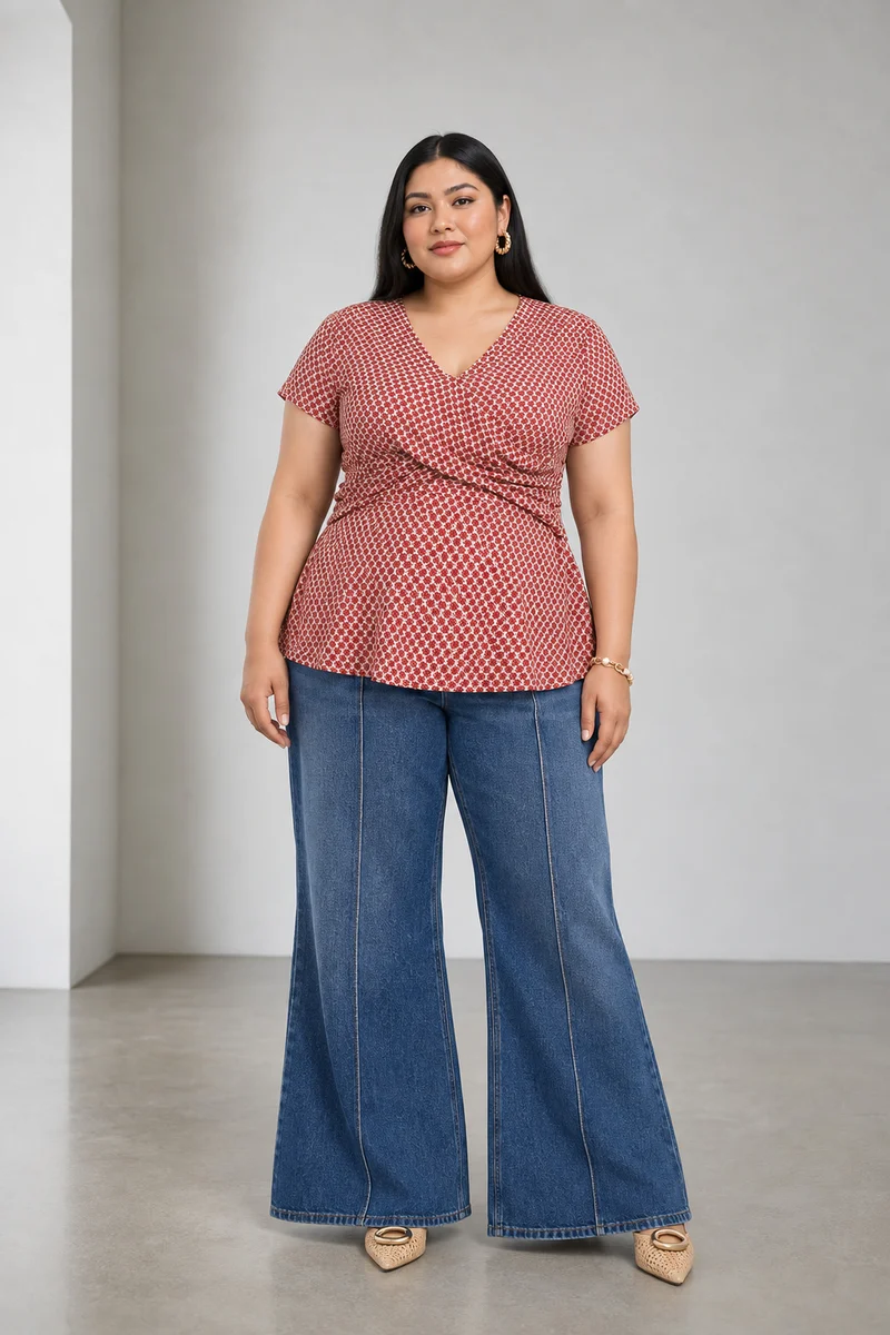 Lumie|Viscose Peplum Wrap Top