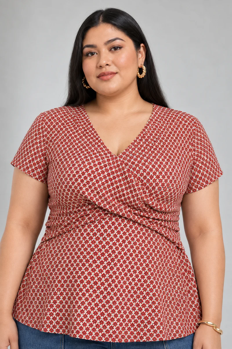 Lumie|Viscose Peplum Wrap Top
