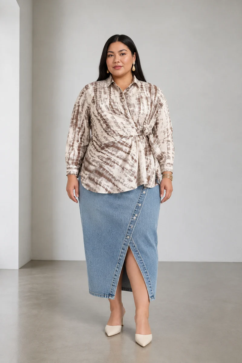 Sabin|Cotton Side Tie Up Shirt