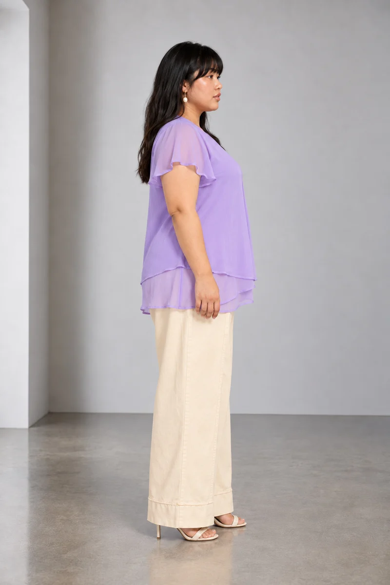 Lyrel|Viscose Panelled Top With Flared Sleeves
