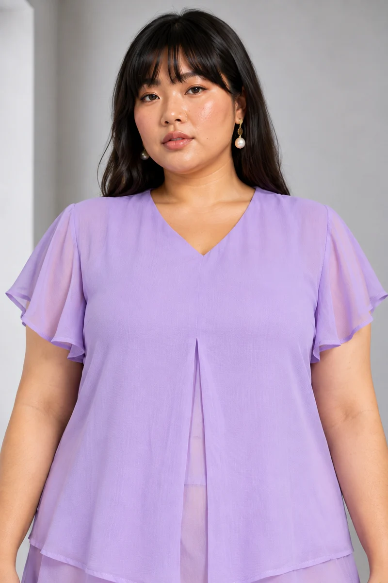 Lyrel|Viscose Panelled Top With Flared Sleeves
