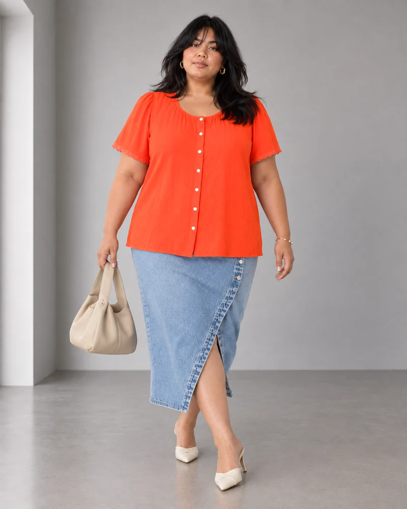 Auren|Viscose Top With Flared Sleeve