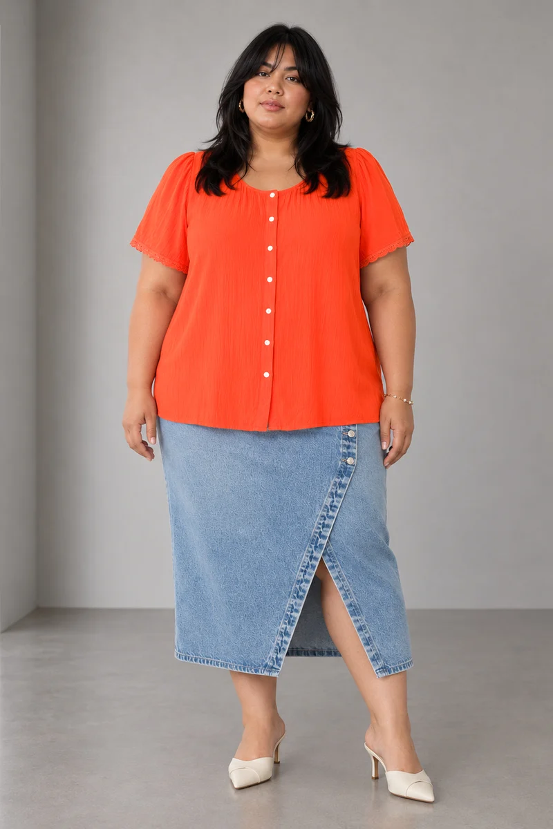 Auren|Viscose Top With Flared Sleeve