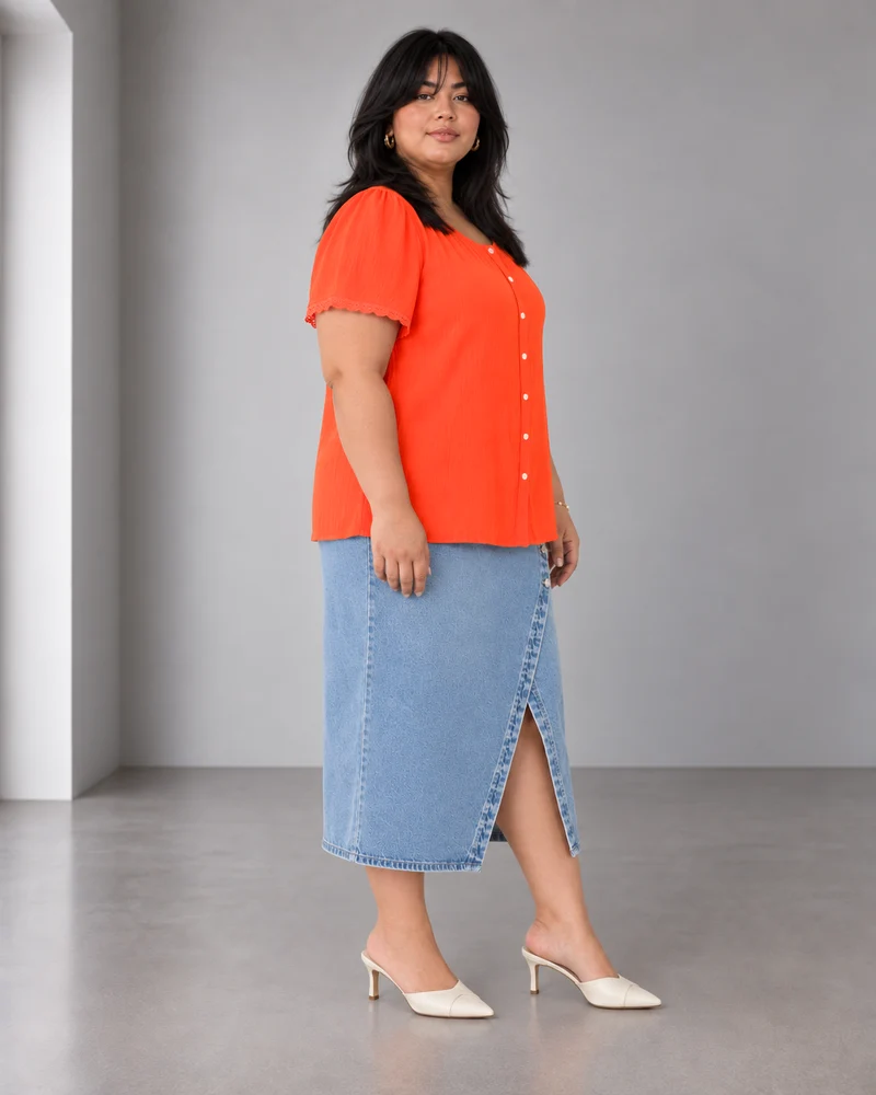Auren|Viscose Top With Flared Sleeve