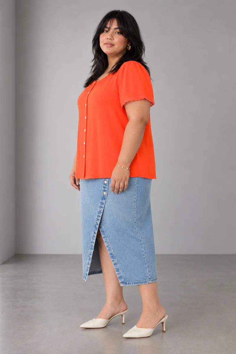 Auren|Viscose Top With Flared Sleeve