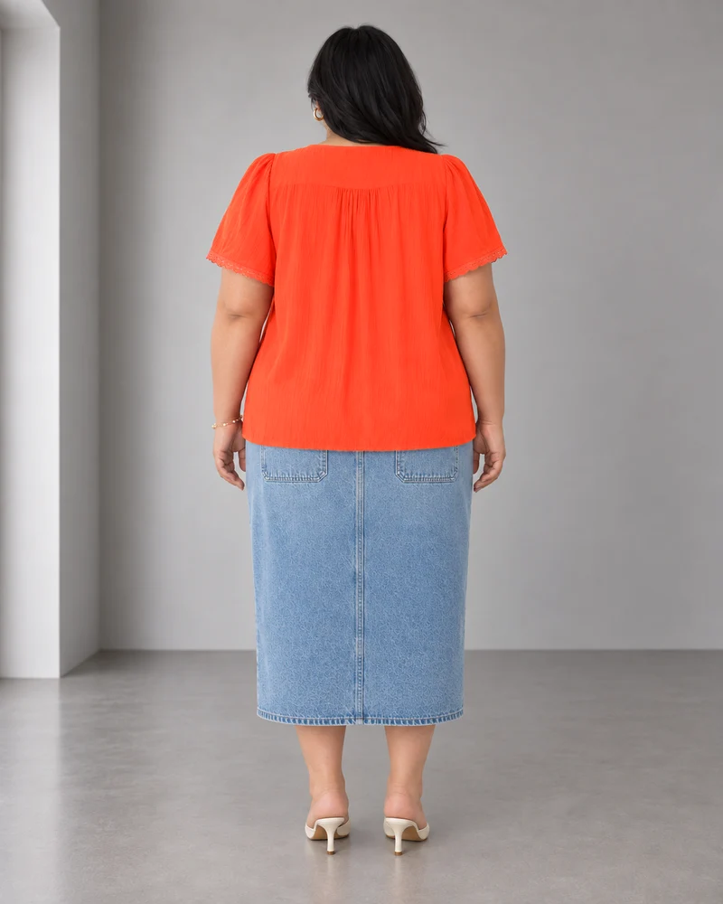 Auren|Viscose Top With Flared Sleeve