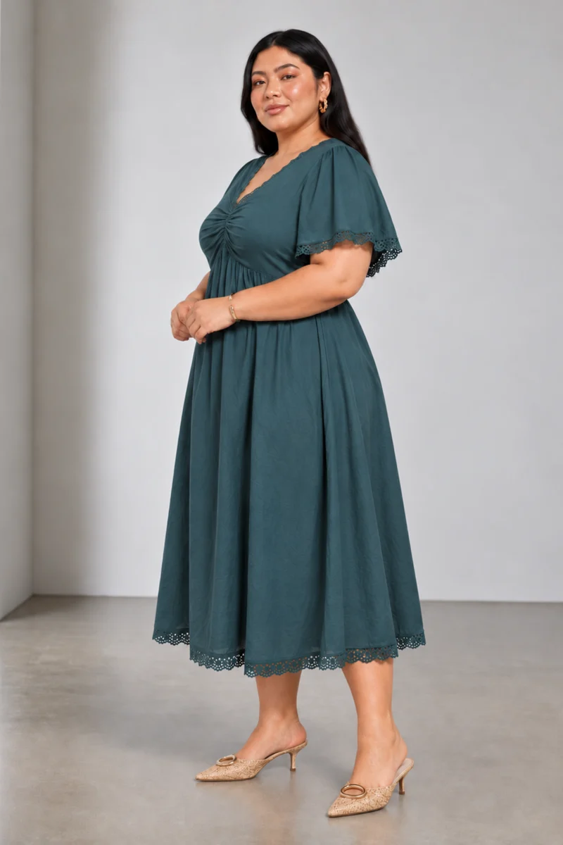 Tirra|Cotton Fit Flare Midi Dress