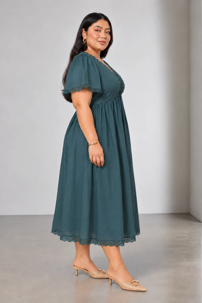 Tirra|Cotton Fit Flare Midi Dress