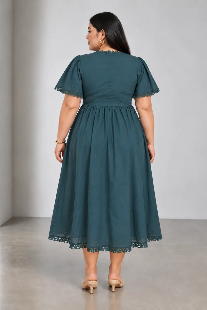 Tirra|Cotton Fit Flare Midi Dress