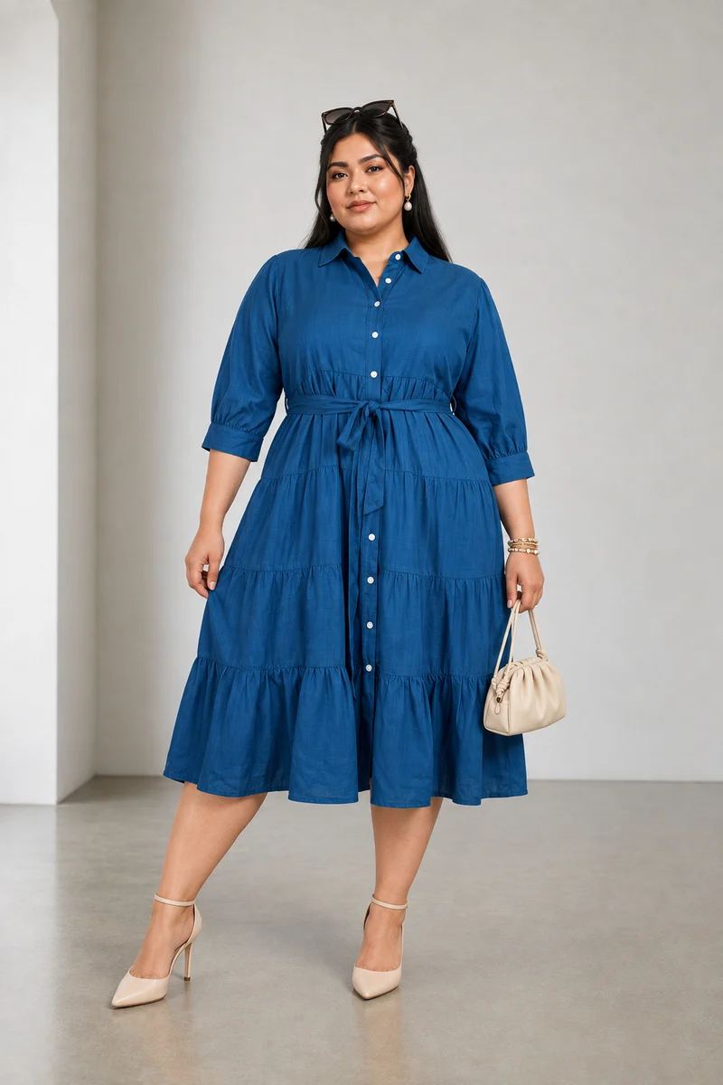 Lenora|Viscose Tiered Midi Dress