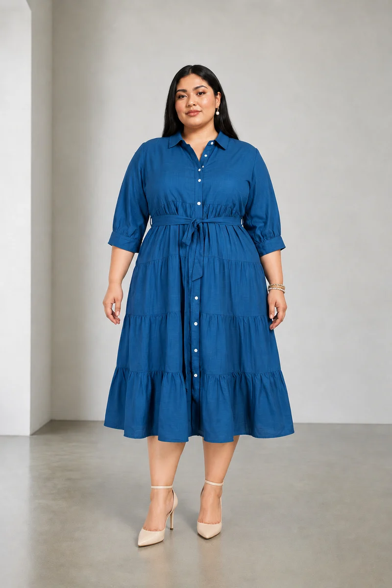 Lenora|Viscose Tiered Midi Dress