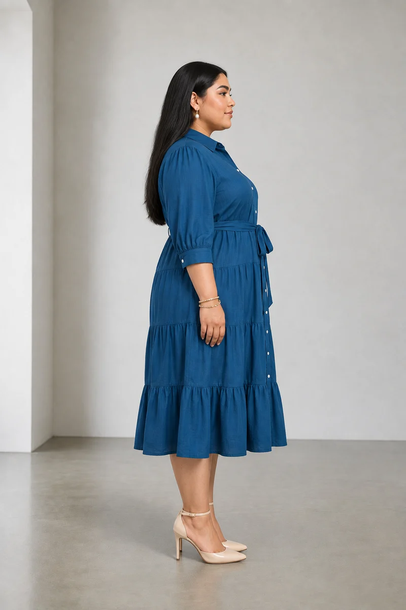 Lenora|Viscose Tiered Midi Dress