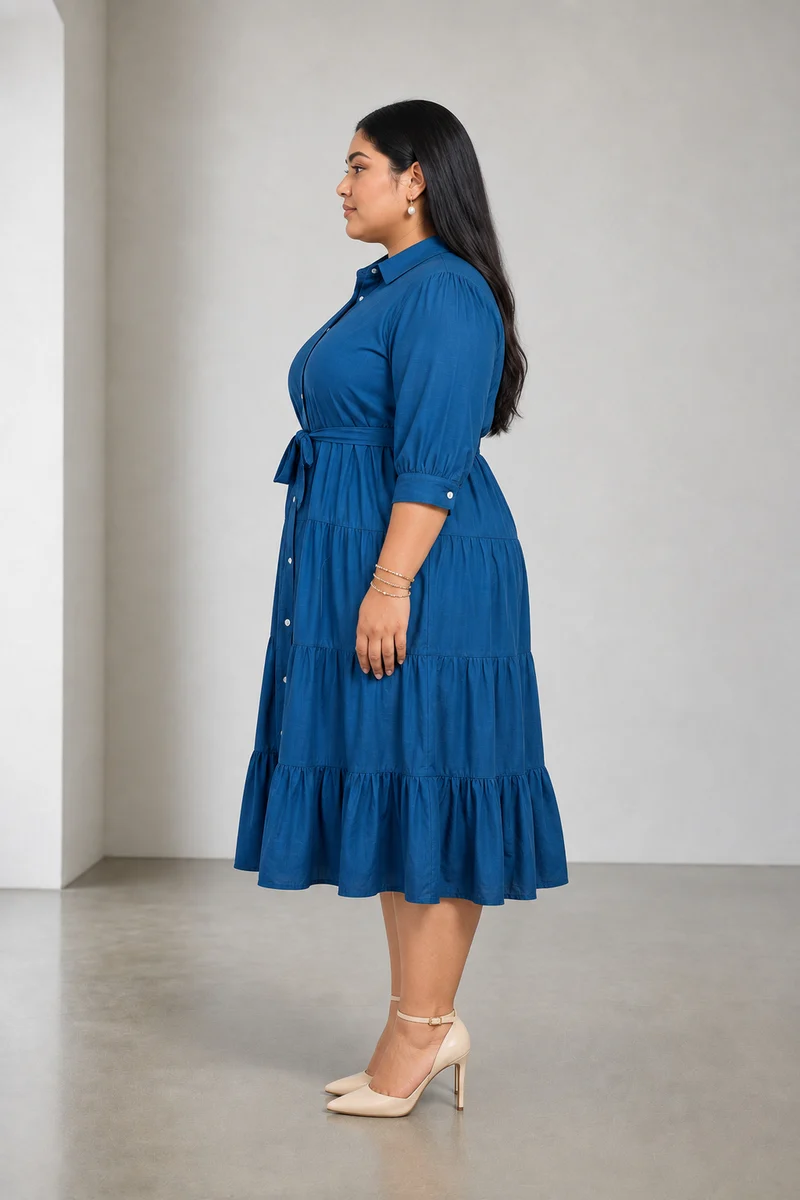 Lenora|Viscose Tiered Midi Dress