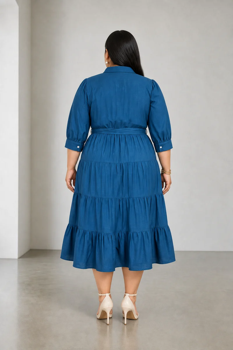 Lenora|Viscose Tiered Midi Dress