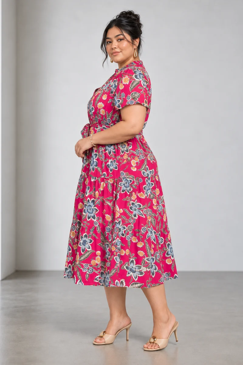 Anvya|Viscose Midi Fit And Flare Dress