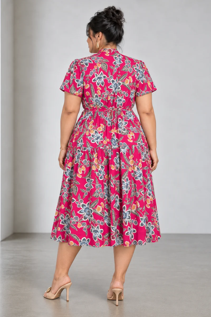 Anvya|Viscose Midi Fit And Flare Dress