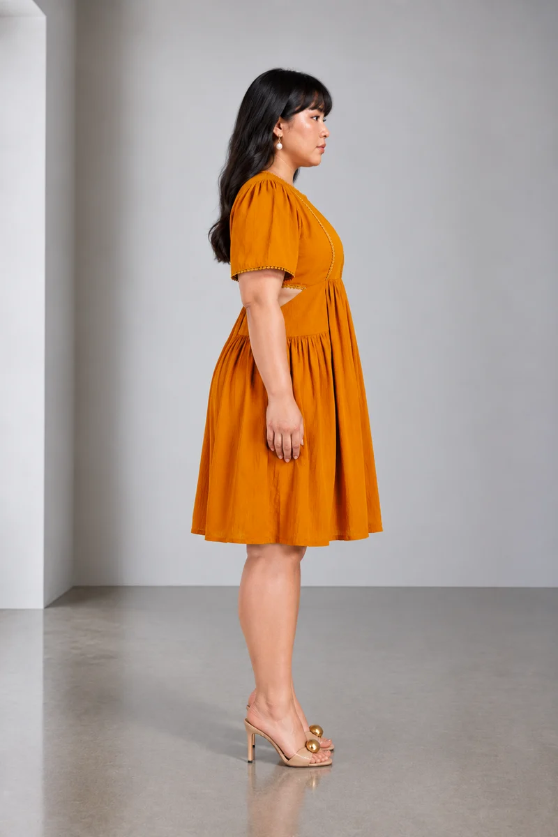 Evadne|Viscose Mini Dress With Side Cutouts