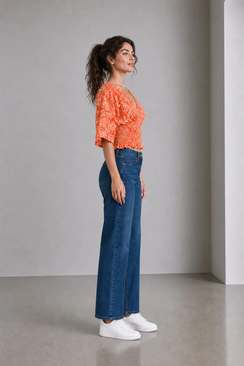 Nolira|Bandana Print Cotton Smocked Waist Blouse
