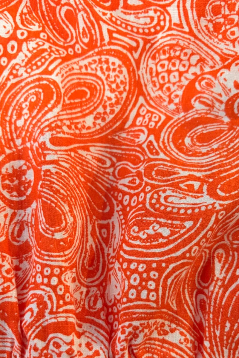 Nolira|Bandana Print Cotton Smocked Waist Blouse