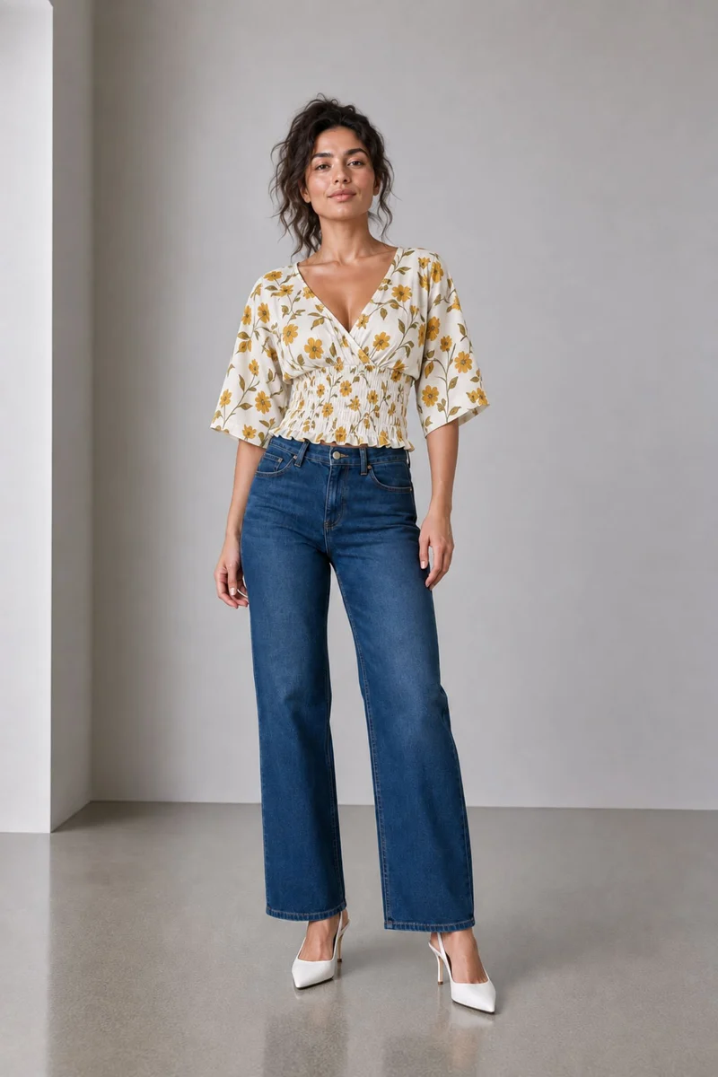Roslin|Ivory Botanical Print Elasticated Waist Blouse