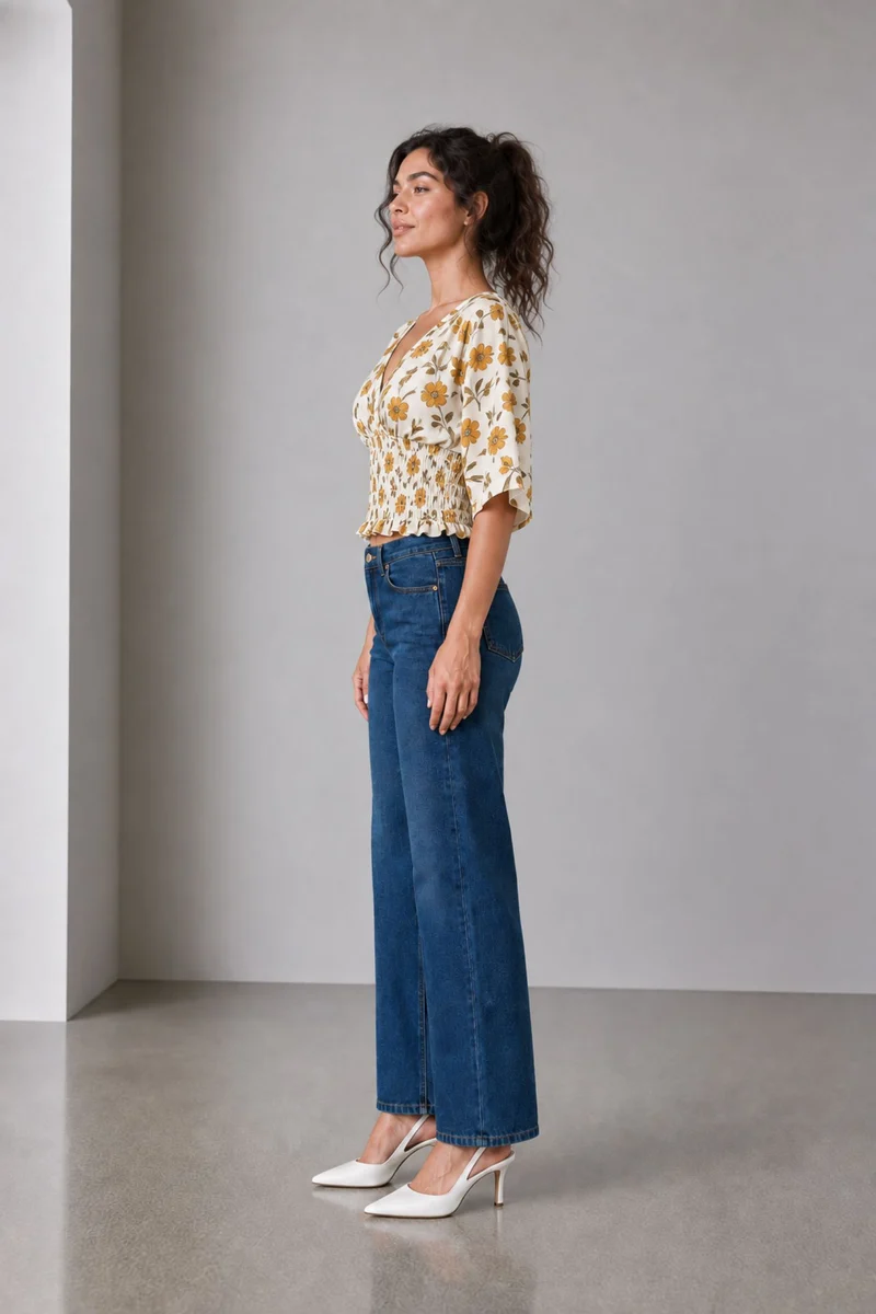 Roslin|Ivory Botanical Print Elasticated Waist Blouse