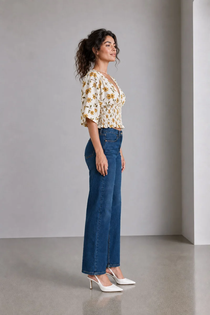 Roslin|Ivory Botanical Print Elasticated Waist Blouse