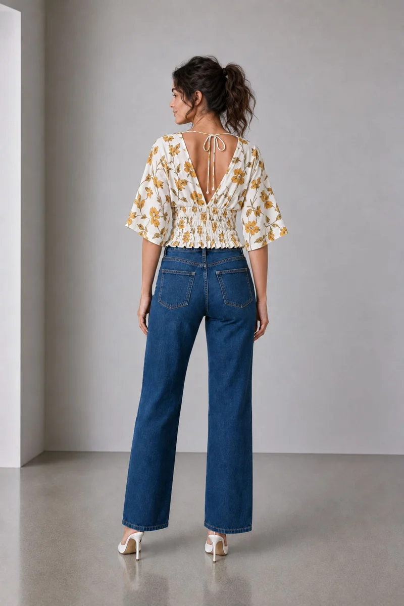 Roslin|Ivory Botanical Print Elasticated Waist Blouse